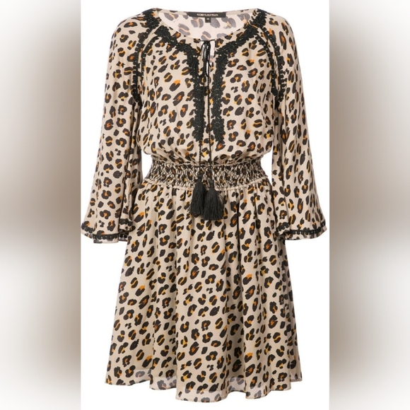 Kobi Halperin NEW Dress Leopard Black Gold Silk SMALL - Picture 1 of 9